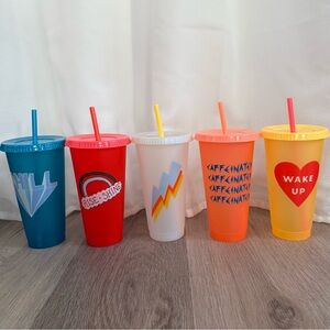 Colorful Tumbler Set with Lids and Straws